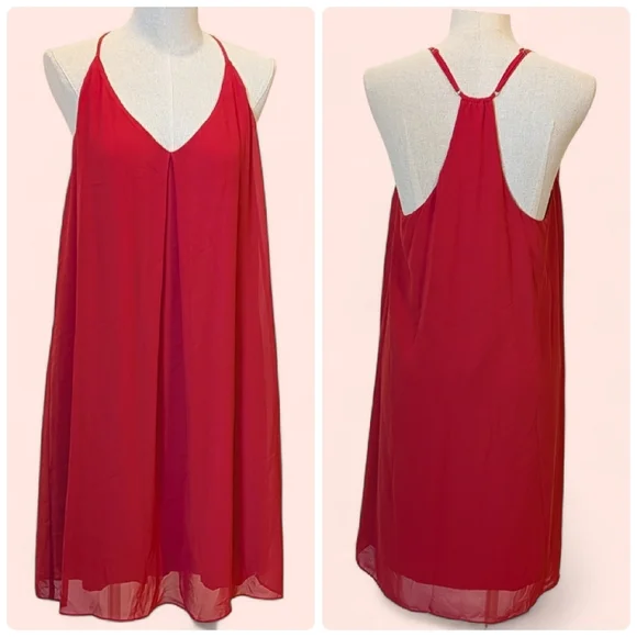 Gianni Bini Red Trapeze Mini Adj Spaghetti Strap tomato girl vacation clean girl - Picture 2 of 10